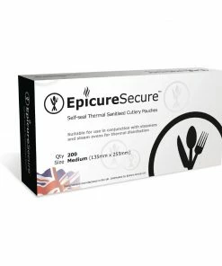 EpicureSecure Sealable Thermal Sanitised Cutlery Pouches Medium (Pack Of 200)