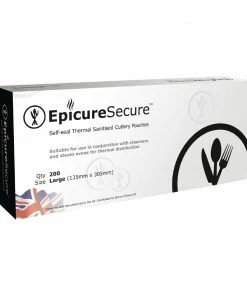 EpicureSecure Sealable Thermal Sanitised Cutlery Pouches Large (Pack Of 200)