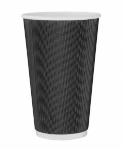 Fiesta Recyclable Ripple Wall Takeaway Coffee Cups Black 455ml / 16oz
