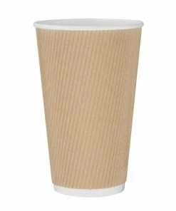 Fiesta Recyclable Ripple Wall Takeaway Coffee Cups Kraft 455ml / 16oz