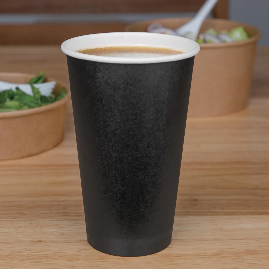 Fiesta Recyclable Coffee Cups Single Wall Black 455ml / 16oz - Image 4