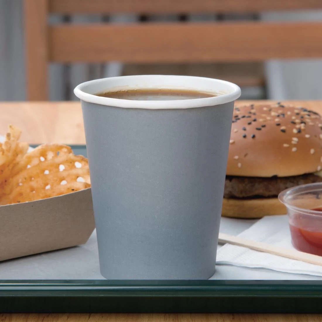 Fiesta Recyclable Coffee Cups Single Wall Charcoal 225ml / 8oz - Image 4