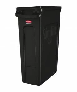 Rubbermaid Slim Jim Container With Venting Channels Black 87Ltr