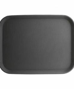 Olympia Kristallon Polypropylene Rectangular Non-Slip Tray Black