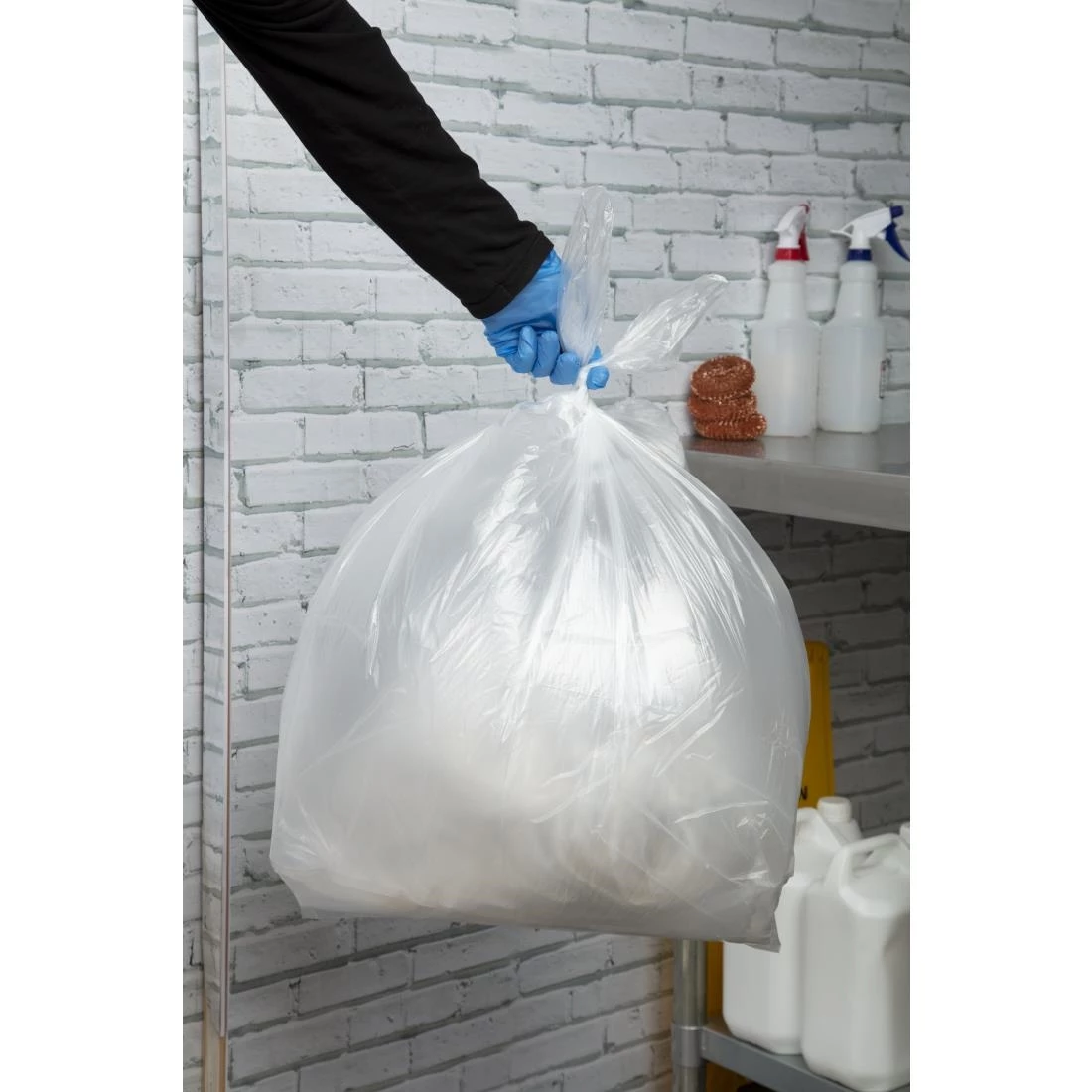 Jantex Light Duty Recycled Bin Bag 10kg 80ltr Clear (Pack Of 200) - Image 4