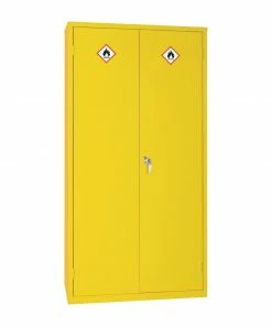 Elite Lockers Hazardous Substance Cabinet Double Door Yellow 50Ltr