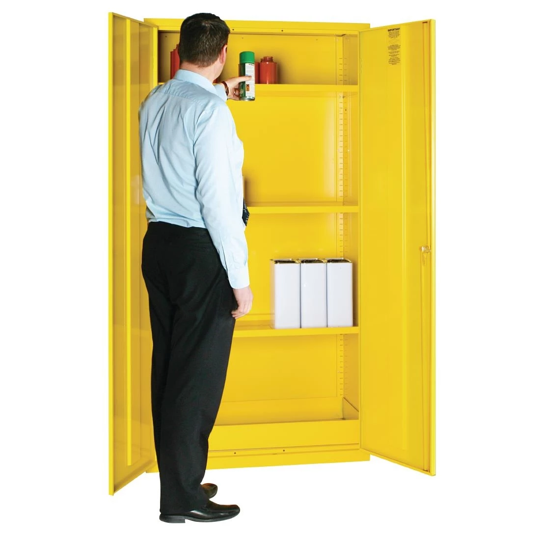 Elite Lockers Hazardous Substance Cabinet Double Door Yellow 50Ltr - Image 3
