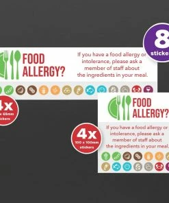 Mileta Allergy Awareness Sticker Pack (Pack Of 8 Self Adhesive Vinyl Stickers)