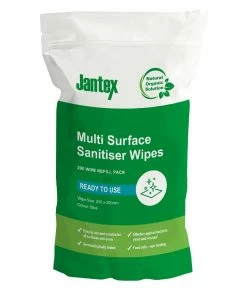 Jantex Green RTU Surface Sanitiser Wipes Refill Pack 200mm (Pack Of 200)