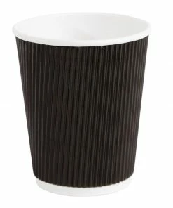 Fiesta Recyclable Coffee Cups Ripple Wall Black 225ml / 8oz