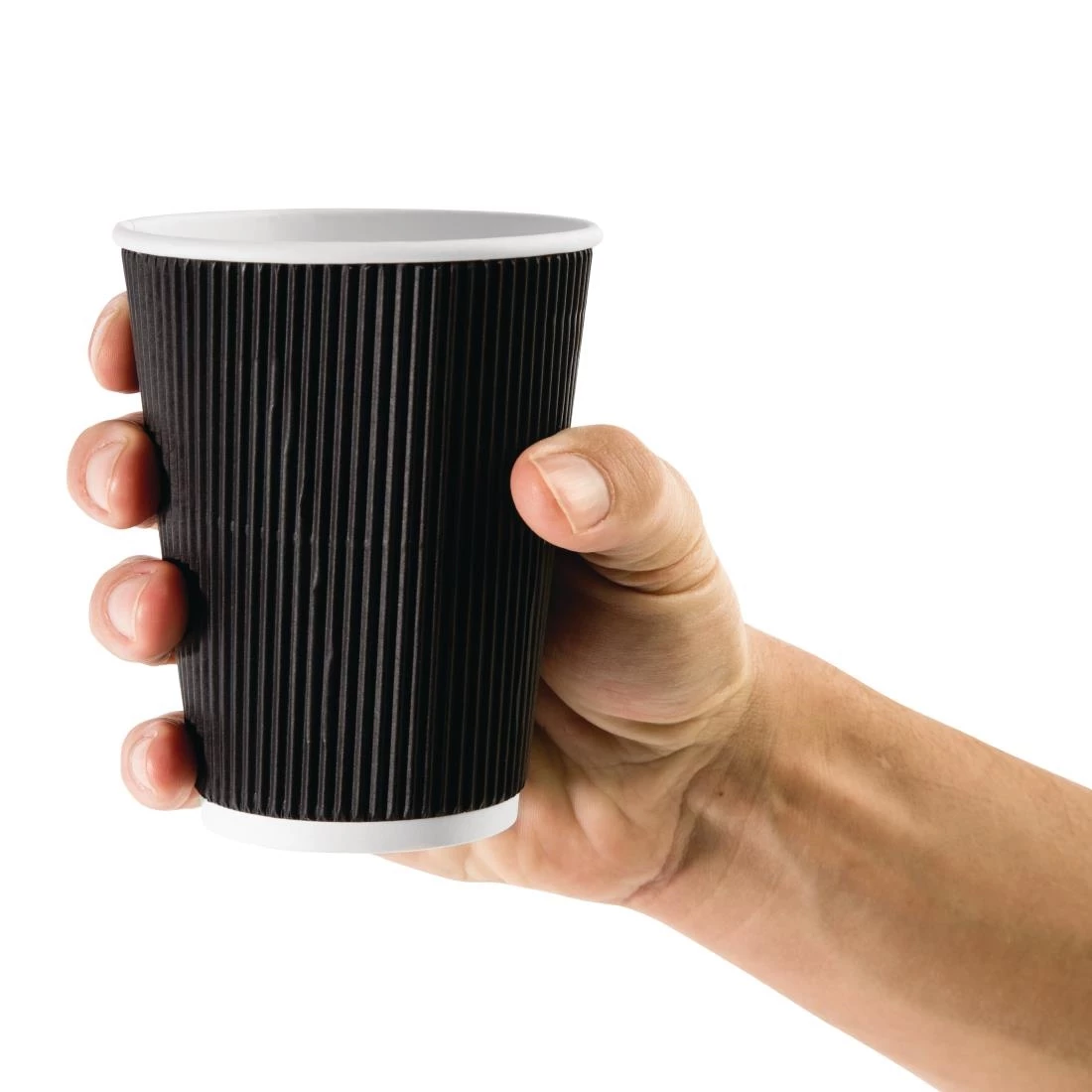 Fiesta Recyclable Coffee Cups Ripple Wall Black 340ml / 12oz - Image 3