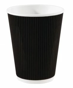 Fiesta Recyclable Coffee Cups Ripple Wall Black 340ml / 12oz