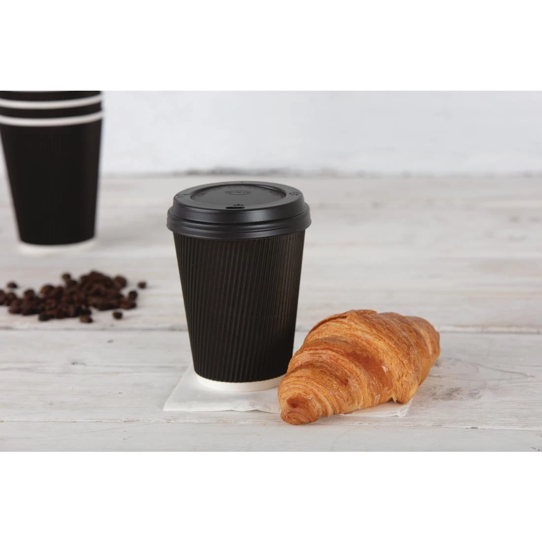 Fiesta Recyclable Coffee Cups Ripple Wall Black 340ml / 12oz - Image 4