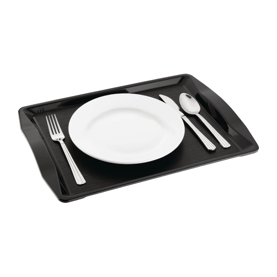 Olympia Kristallon Polypropylene Handled Fast Food Tray Black 420mm - Image 3