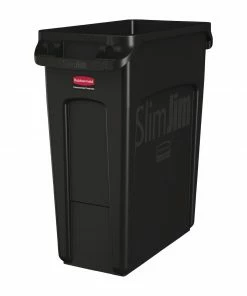 Rubbermaid Slim Jim Container With Venting Channels Black 60Ltr