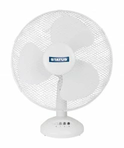 Status 12" Oscillating White Desktop Fan