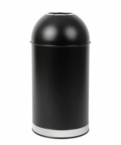 Bolero Steel Open Lid Bullet Bin Black 40Ltr