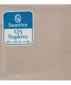 Swantex Recycled Dinner Napkin Kraft 40x40cm 2ply 1/4 Fold (Pack Of 2000)