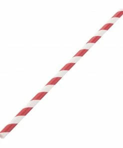 Fiesta Compostable Paper Straws Red Stripes (Pack Of 250)