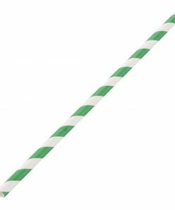 Fiesta Compostable Paper Straws Green Stripes (Pack Of 250)
