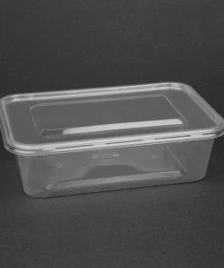 Fiesta Recyclable Plastic Microwavable Containers With Lid Medium 650ml (Pack Of 250)