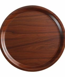 Cambro Mykonos Laminate Round Canteen Tray Walnut 380mm