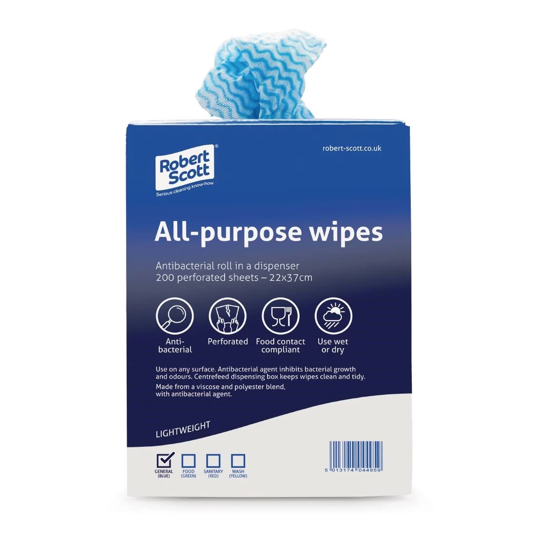 Robert Scott All-Purpose Antibacterial Cleaning Cloths Blue (Pack Of 200)