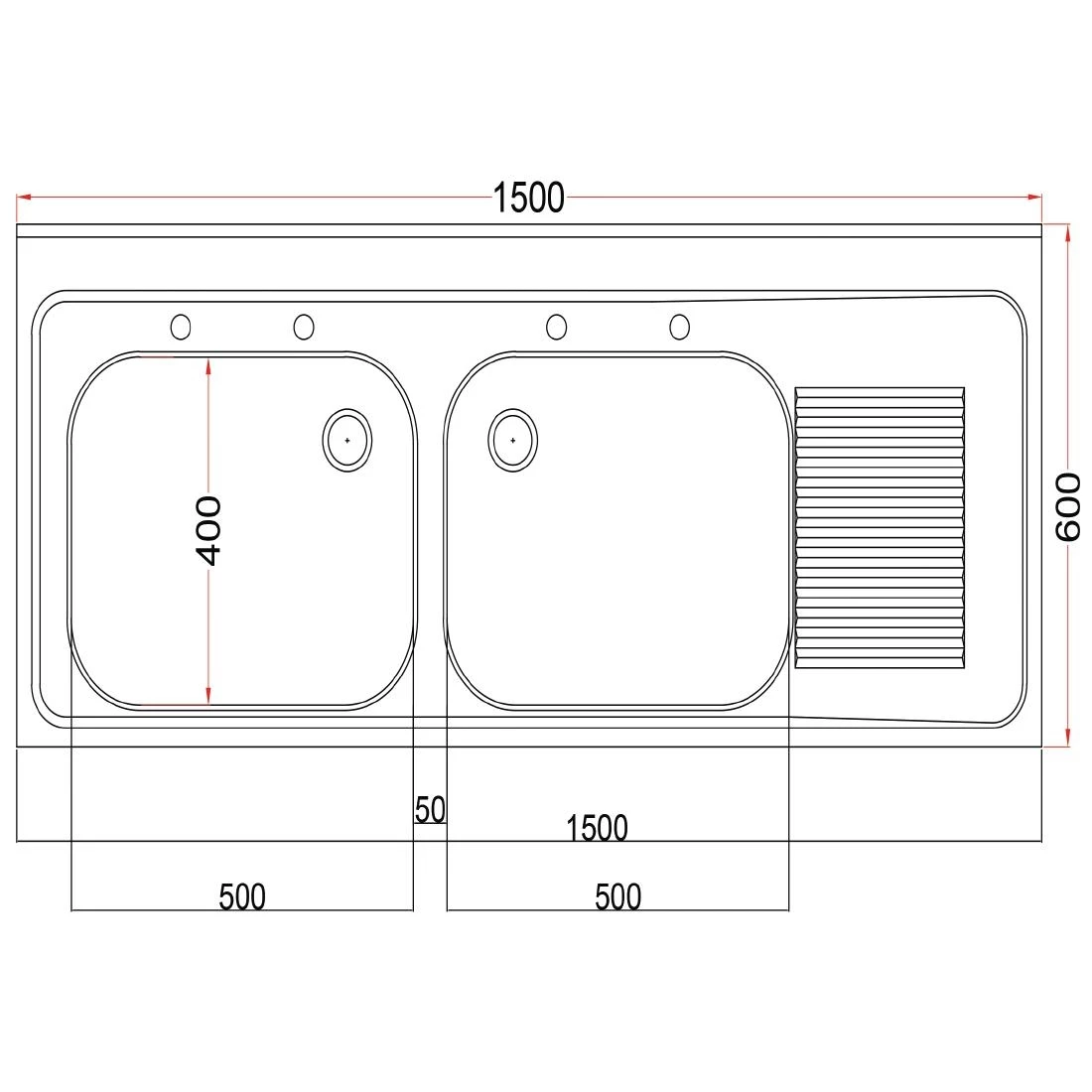 Holmes Double Sink Right Hand Drainer - Image 7