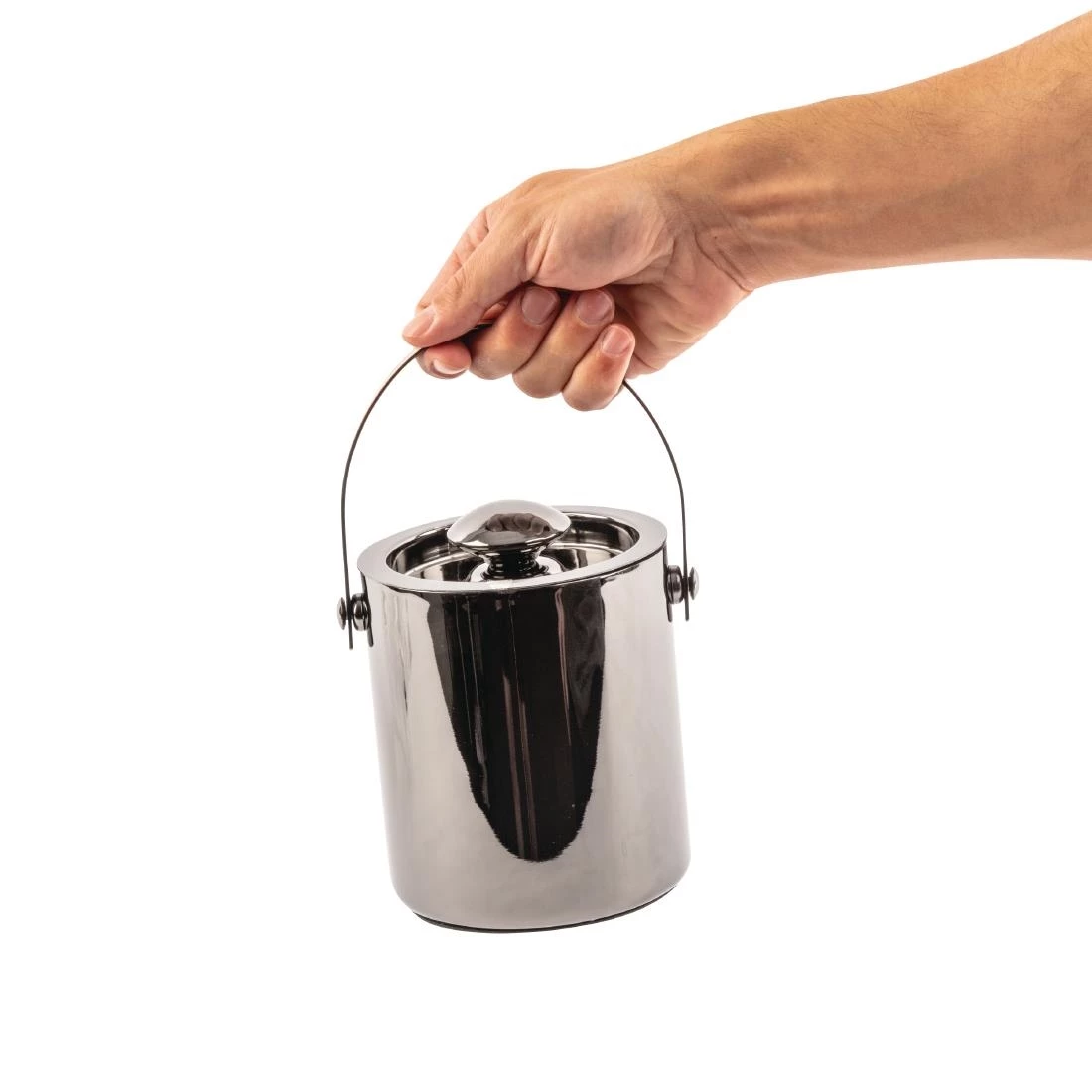 Olympia Double Walled Ice Bucket With Lid 1Ltr Gunmetal - Image 4