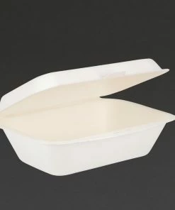 Fiesta Compostable Bagasse Hinged Food Containers 182mm