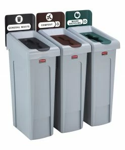 Rubbermaid Slim Jim Three Stream Recycling Station 87Ltr