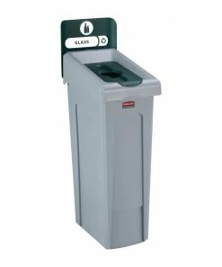 Rubbermaid Slim Jim Glass Recycling Station Green 87Ltr