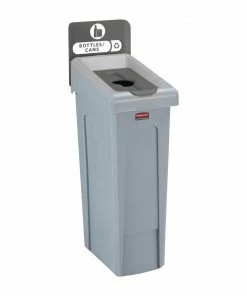 Rubbermaid Slim Jim Bottles And Cans Recycling Station Dark Grey 87Ltr