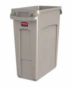 Rubbermaid Slim Jim Container With Venting Channels Beige 60Ltr
