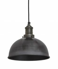 Industville Brooklyn Dome Pendant Light Pewter 200mm