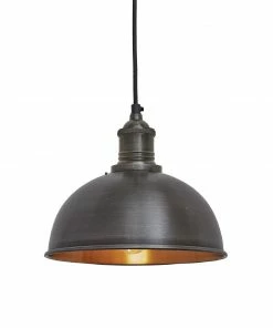 Industville Brooklyn Dome Pendant Light Pewter And Copper 200mm