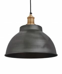 Industville Brooklyn Dome Pendant Light Pewter 330mm