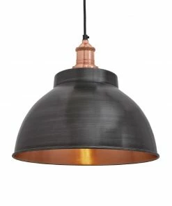 Industville Brooklyn Dome Pendant Light Pewter And Copper 330mm