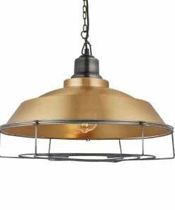 Industville Brooklyn Step Cage Pendant Brass 410mm