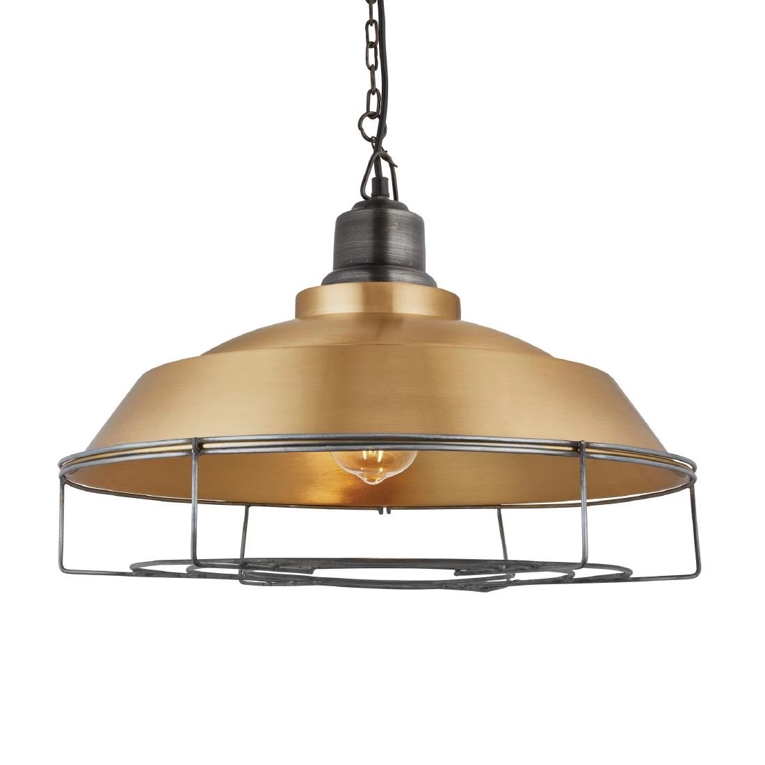 Industville Brooklyn Step Cage Pendant Brass 410mm