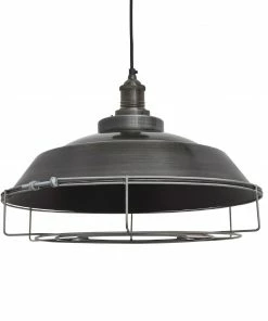 Industville Brooklyn Step Cage Pendant Pewter 410mm