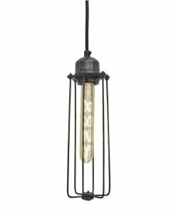 Industville Orlando Cylinder Pendant Pewter 80mm
