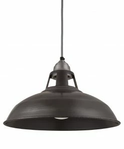 Industville Old Factory Slotted Pendant Pewter 380mm