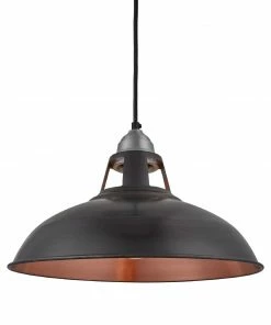 Industville Old Factory Slotted Pendant Pewter And Copper 380mm
