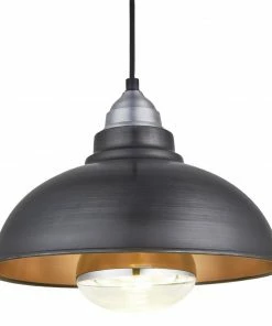 Industville Old Factory Heat Pendant Pewter And Brass 305mm