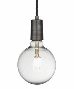 Industville Sleek Edison 1 Wire Pendant Pewter