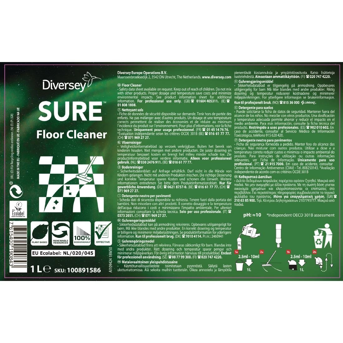 Diversey SURE Floor Cleaner Concentrate 1Ltr - Image 2