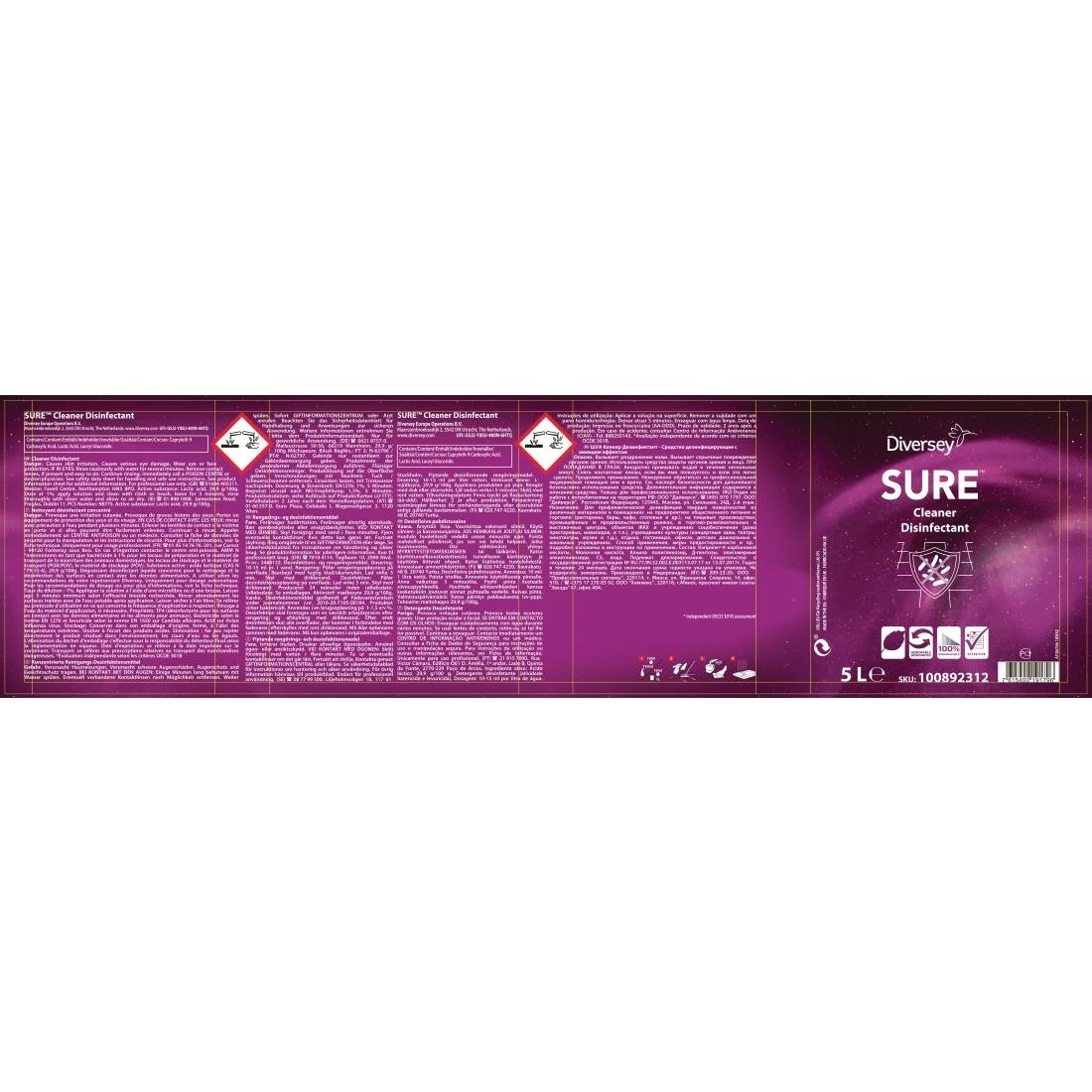 Diversey SURE Cleaner And Disinfectant Concentrate 5Ltr - Image 8