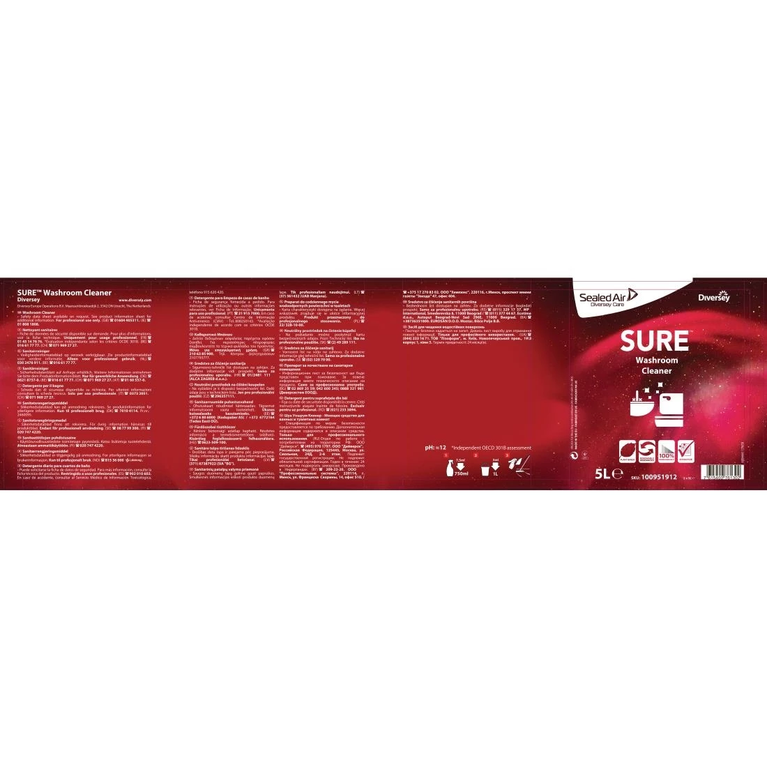 Diversey SURE Washroom Cleaner Concentrate 5Ltr - Image 2