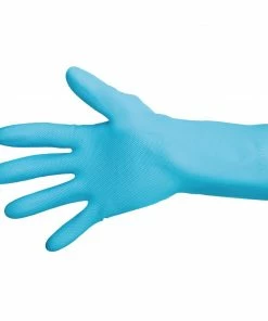 MAPA Vital 117 Liquid-Proof Light-Duty Janitorial Gloves Blue